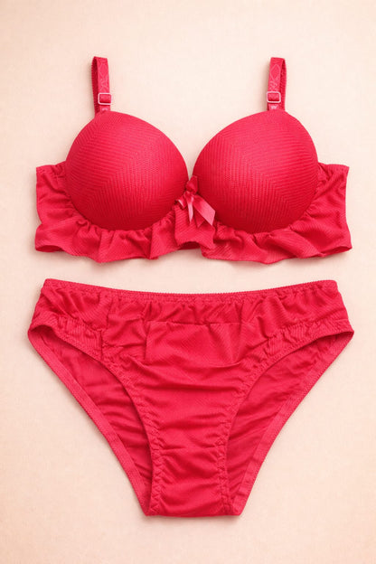 Safra Blossom Frill Push-Up Bra & Panty Set